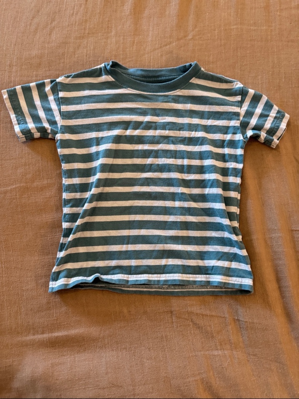 Simple Teal and White Striped Short Sleeve Tee